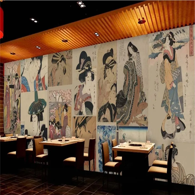 Ukiyo e Женская настенная бумага для японской кухни суши ресторан промышленный