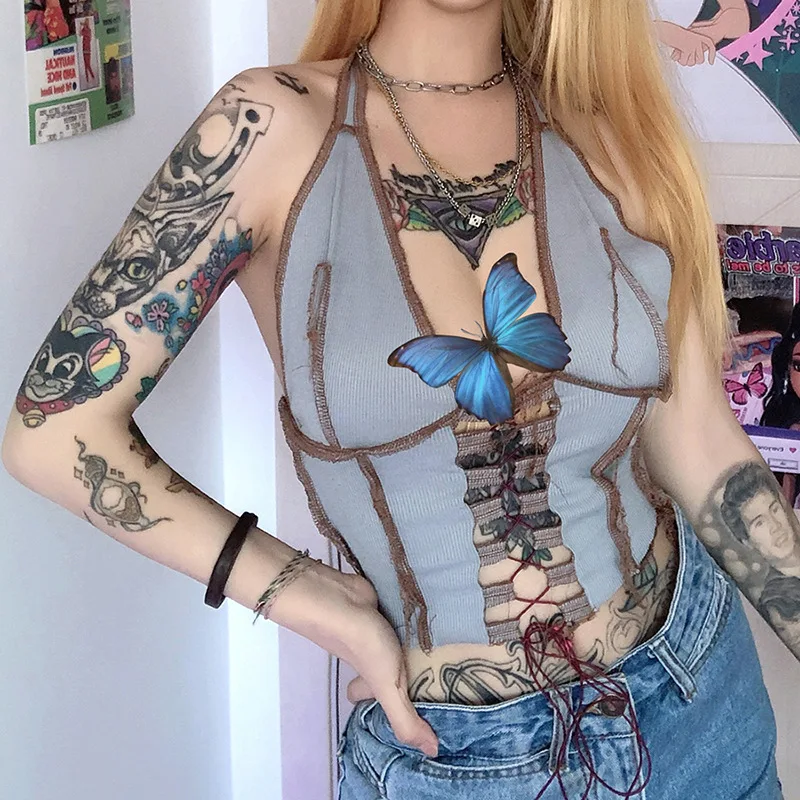 

Tanks Camis Shirt Crop Top Y2K Harajuku Vests for Women Women's Corset Blouses Woman Basic Tops Girls Clothing Gothic Clothes