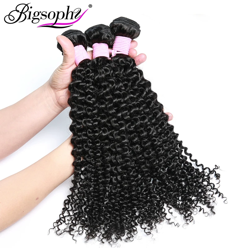 

BIGHOPHY Brazilian Kinky Curly Bundles With Closure Remy Human Hair Weave Curly Bundles With Frontal 3 Bundles 4x4 Lace Closure