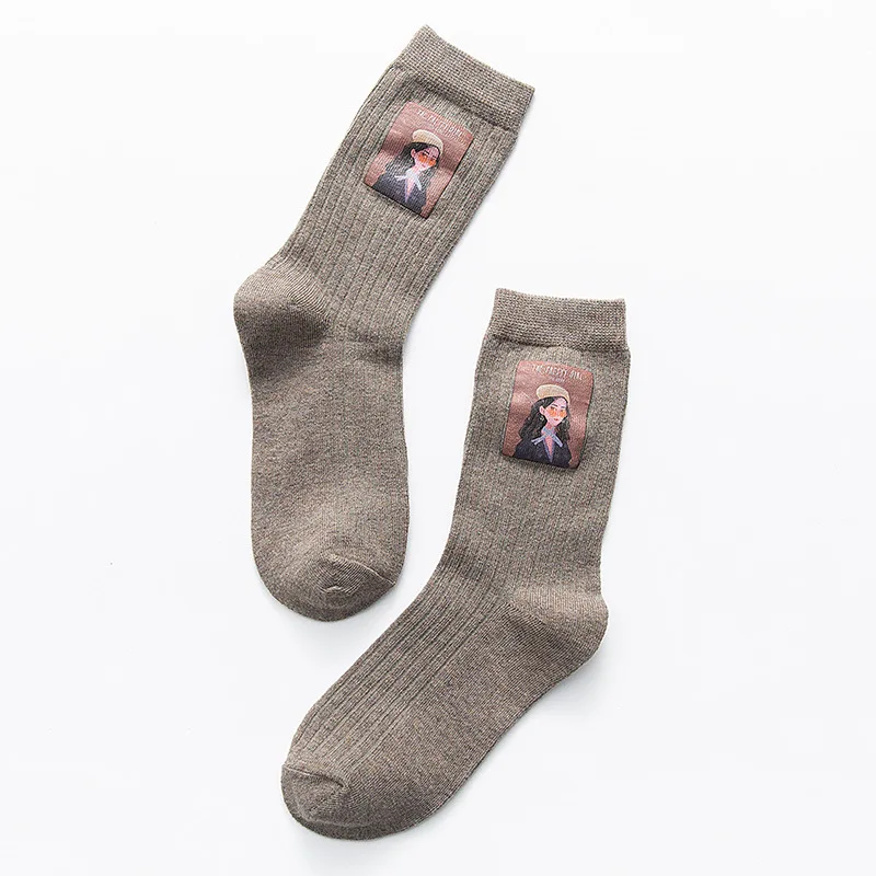 Cotton Women Long Socks 2022 Autumn Breathable Deodorant  New Cute Cartoon Fashion Brief Wild Trend Motion Cotton Socks Women