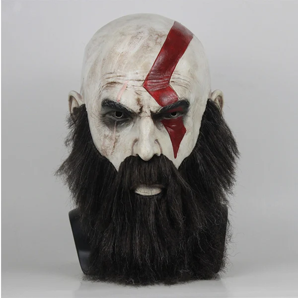 Маска для Хэллоуина God of War 4, латексная маска для косплея, маска для косплея, парик борода, реквизит для Хэллоуина - Цвет: as picture