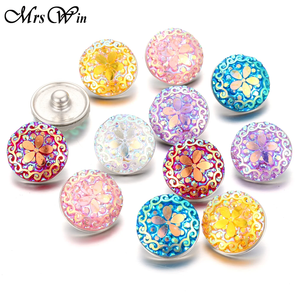10 шт./лот разноцветные кнопки застежки для ювелирных изделий цветок из смолы 18 мм