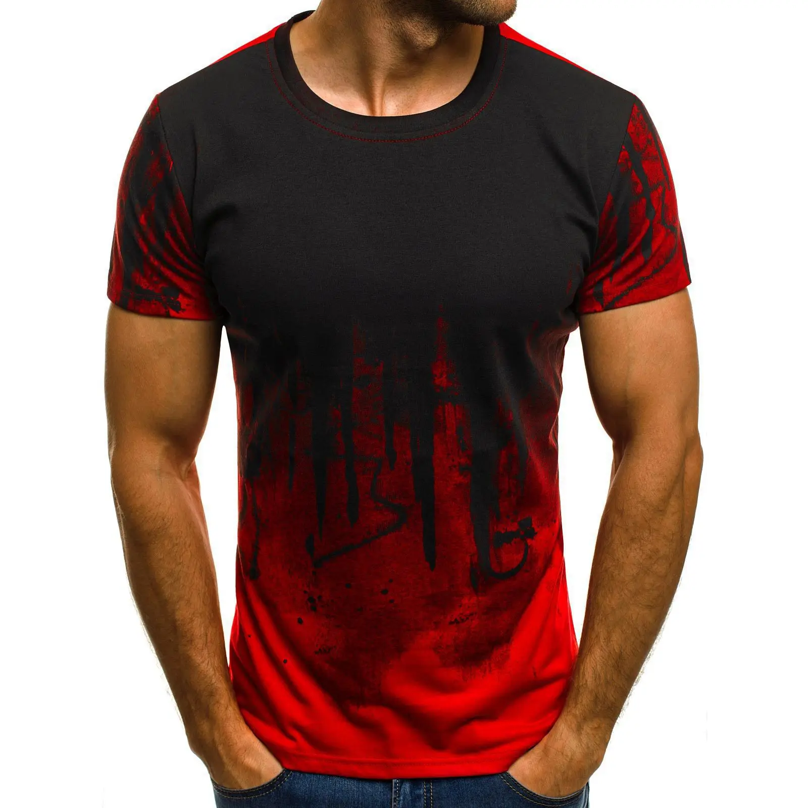 

Ink painting men's T-shirt 2021 Summer O Neck Short Sleeve Tees Tops interesting mens and womens clown casual t-shirt
