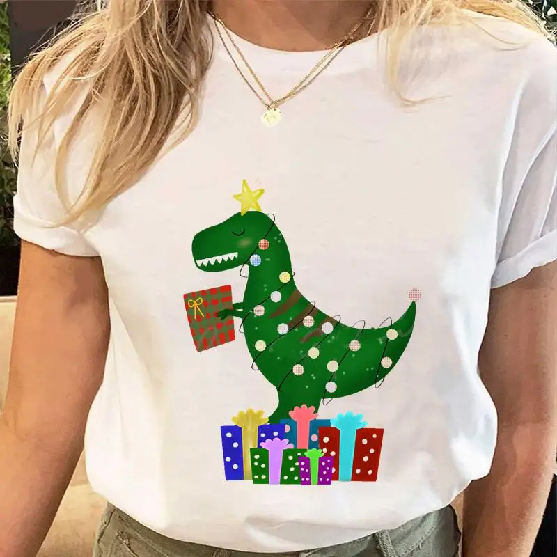 

Christmas Animal Lovely Cute Women Holiday Tshirt Female Clothes Tops Ladies Fashion Cartoon Print Tees New Year Graphic T-Shirt