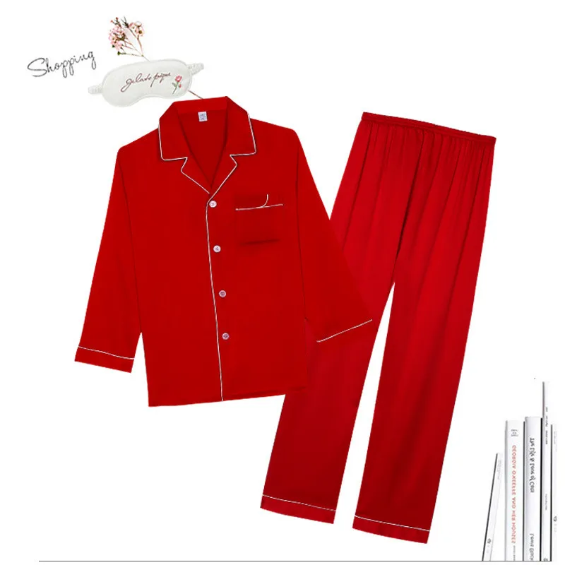 

Пижама FZSLCYIYI атласная однотонная для пар, одежда для дома, рубашка с длинным рукавом, штаны для влюбленных, одежда для сна