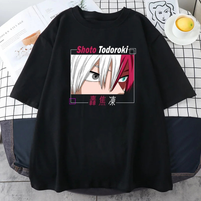 

Camiseta da mulher do kawaii da cópia do anime do meu herói academia camisetas da mulher do verão harajuku roupa de grandes