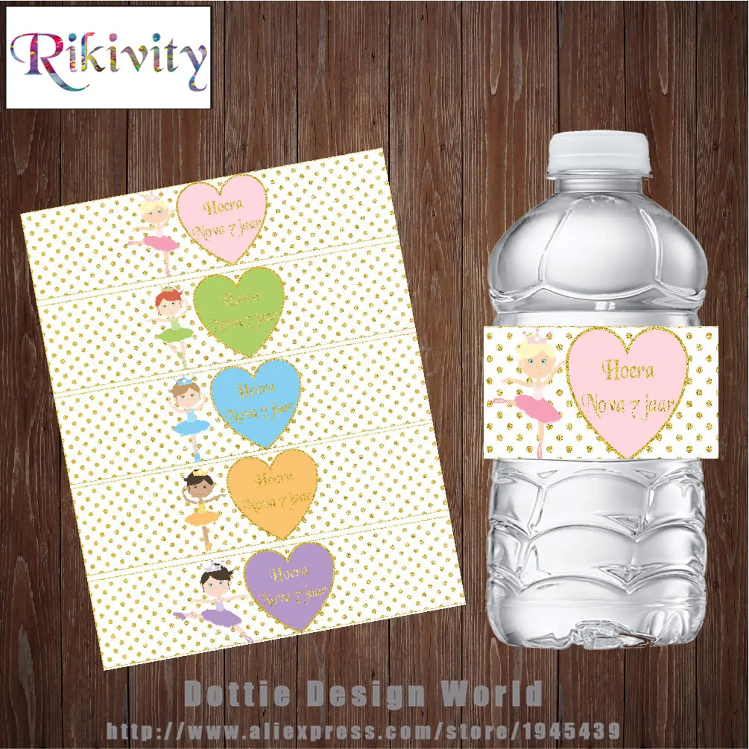 Rikivity 20 балетная бутылка для воды девочек этикетки вина водонепроницаемые