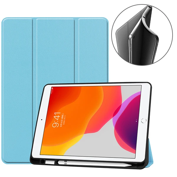 19IPAD 102 KSTBC BU Чехол для ipad 10,2 чехол для ipad 7 Мягкий ТПУ чехол для планшета с карандашом держатель для ipad 9,7 funda capa - Цвет: 19IPAD 102 KSTBC BU