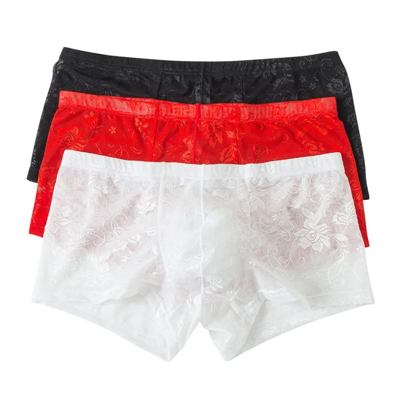 Трусы боксеры мужские 3 шт./лот пикантное нижнее белье с заниженной талией