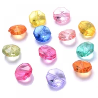 306090pcs mixed transparent hexagon shape acrylic beads 15mm acrylic faceted loose beads for diy jewelry making accessories