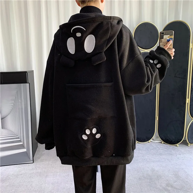 

New spring and autumn cardigan Hooded men's fashion new funny loose coat men's Pullover hoodies men Korean fashion Harajuku