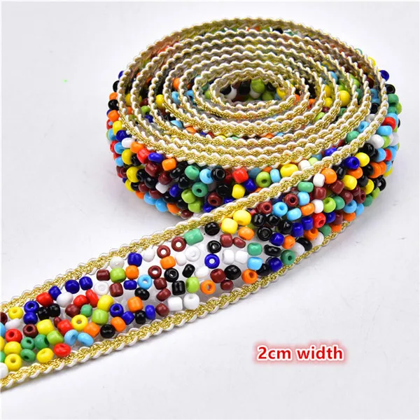 2cm width beaded Горячая фиксация сетки 2,5 см 3,5 см ширина 1 ярдов/партия стразы цепь камень торт ленточная отделка свадебное украшение для шитья аксессуары - Цвет: 2cm width beaded