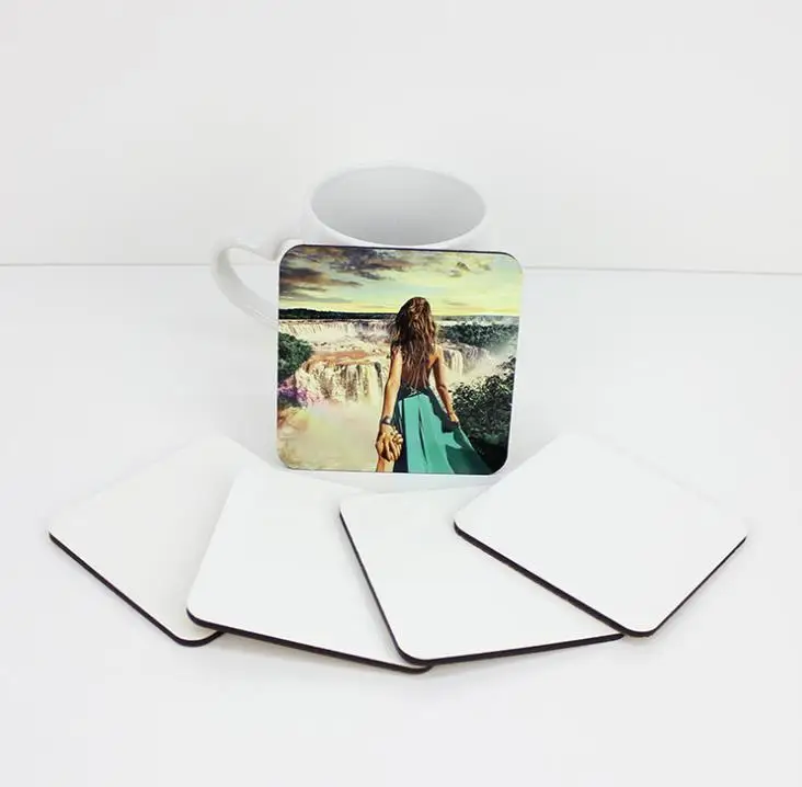 

100-1000pcs Sublimation Blanks Wooden Coasters Holder Table Mats MDF Heat Insulation Thermal Transfer Cup Pads With Cork SN1200
