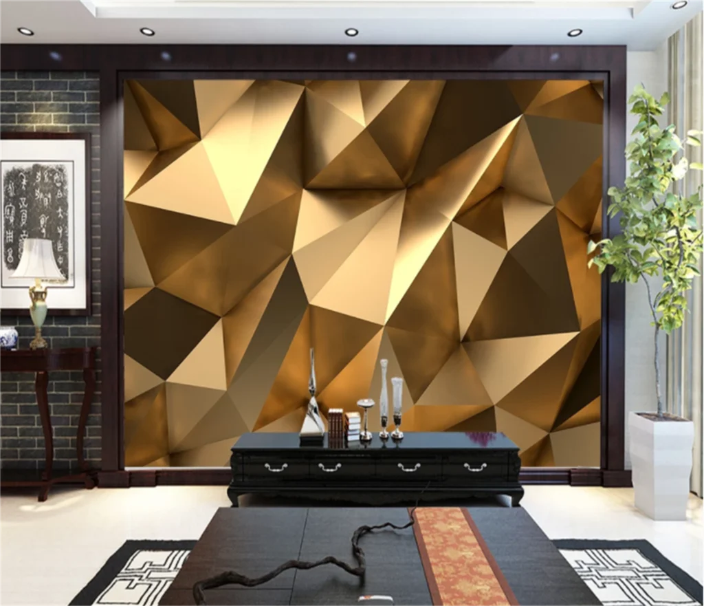 Обои на заказ от papel de parede модные фотообои золотого полигонального твердого Ромбы