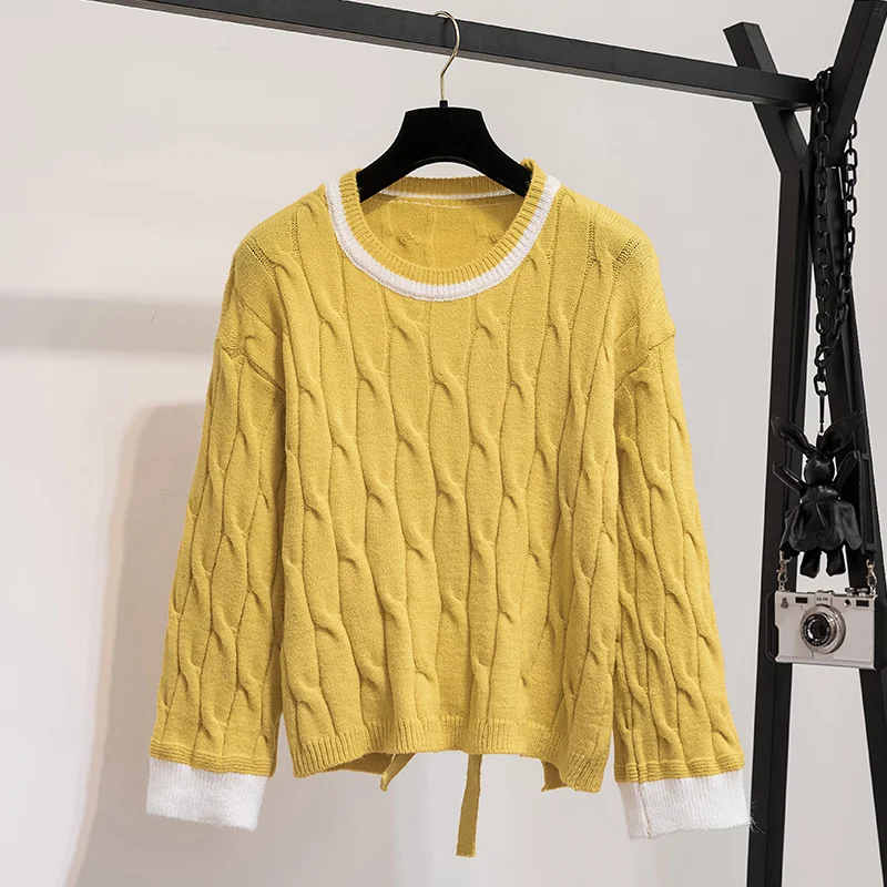 Свитер 2 предмета наряды для женщин костюм вязаный пуловер + широкие штаны и топы