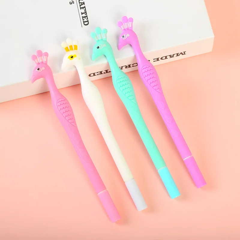 

50pcs/set Cartoon Peacock Black Neutral Pen Wholesale Student Stationery Factory Peacock Gel Pen Wholesale