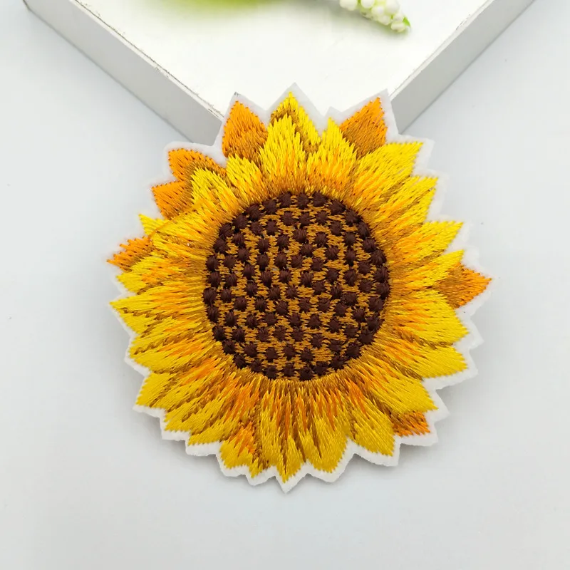 10 шт. высокое качество желтый подсолнух вышитые глажки патчи для одежды платье