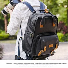 Professional Retro Fashion Casual Waterproof Canvas DSLR Camera Bag Photography Tripod Cameras Backpack for Canon Nikon Sony