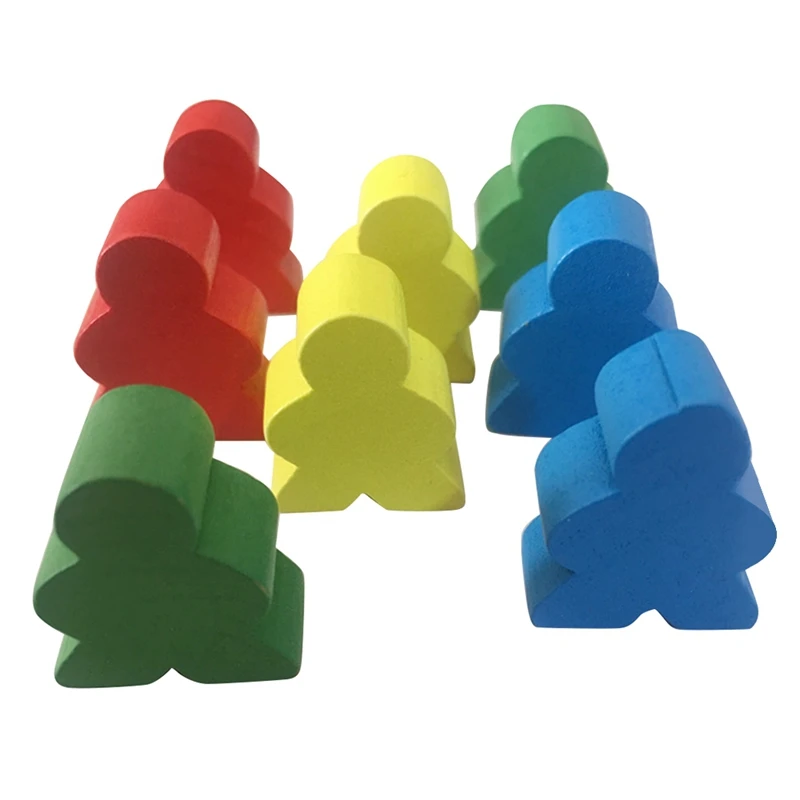 

100PCs Children's Diy Puzzle Chess Accessories Color Wooden Humanoid Chess Pieces Fashion Board Game Toy Accessories
