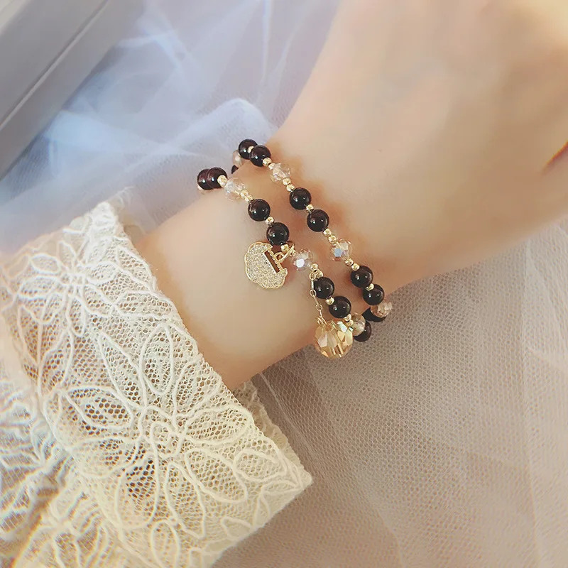 

New double circle color hair crystal bracelet for women