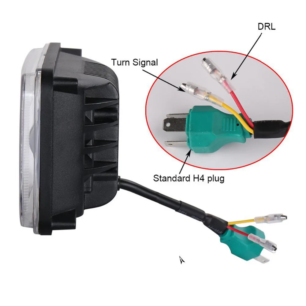 

4x6 Inch Led Headlights With White Amber Halo Seal Beam H4651 H4656 H6545 H4668 Headlamp For Chevrolet Ford Kenworth Semi Truck