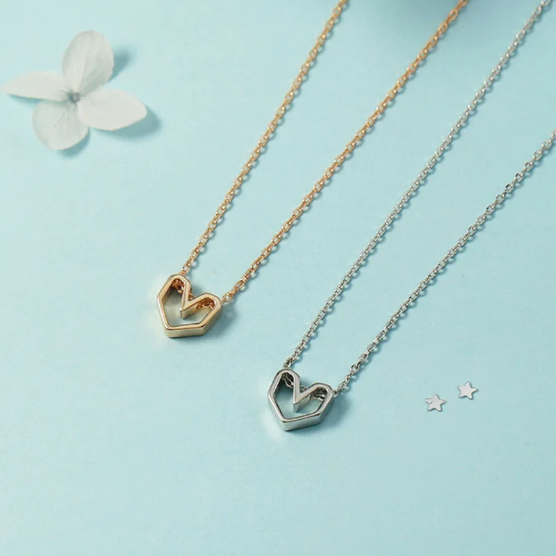 

TSHOU450 модное ожерелье с полым сердцем, необычная Женская цепочка до ключиц