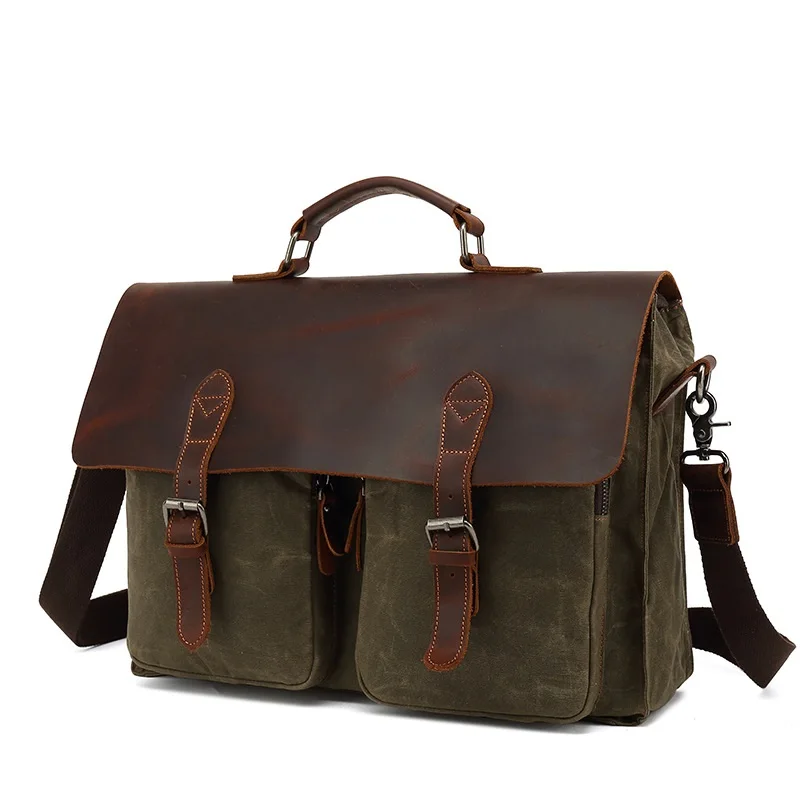 Винтажный холщовый портфель сумка для ноутбука большие мужские сумки