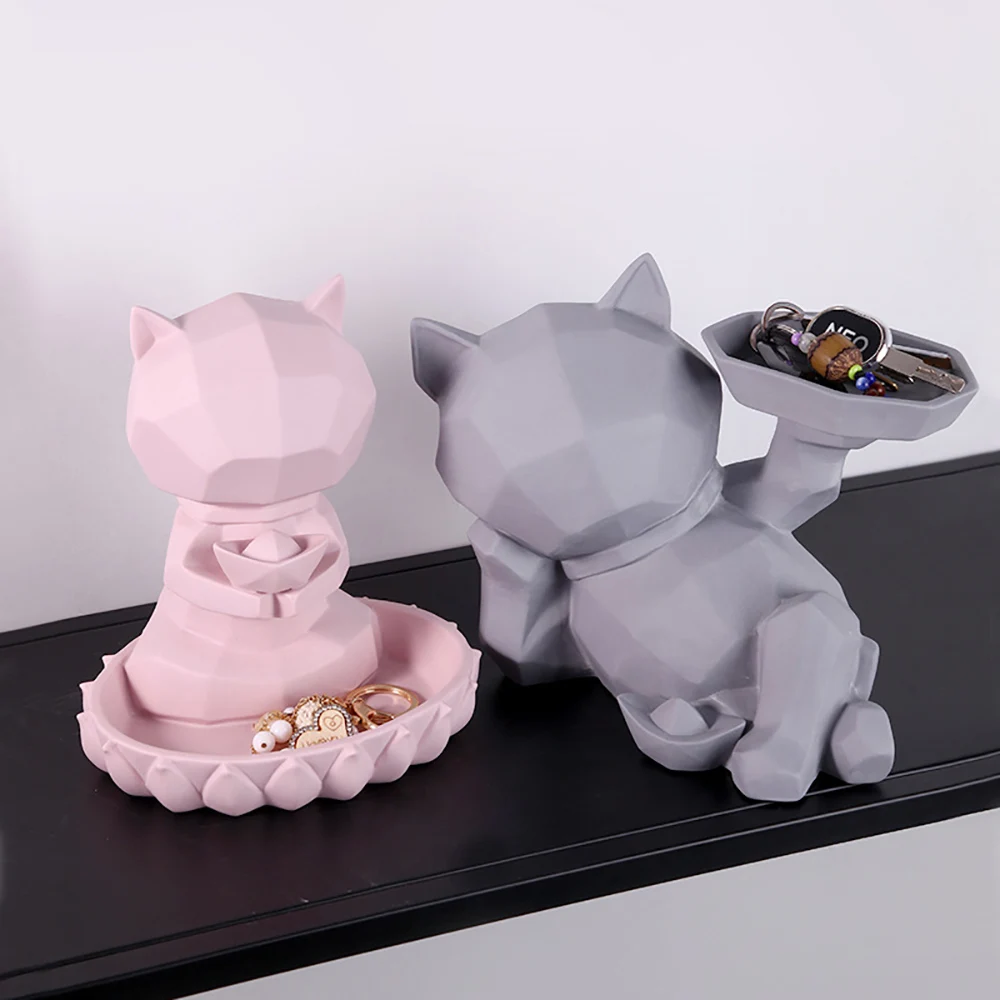 

Fashionable simple cute geometric couple lucky cat living room home porch key storage decoration opening housewarming gift