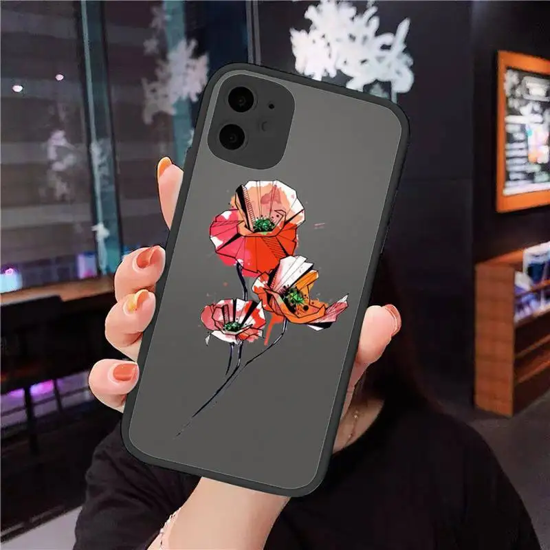 

Watercolor flowers gold leaves Phone Case For iphone 12 11 8 7 plus mini x xs xr pro max matte transparent cover