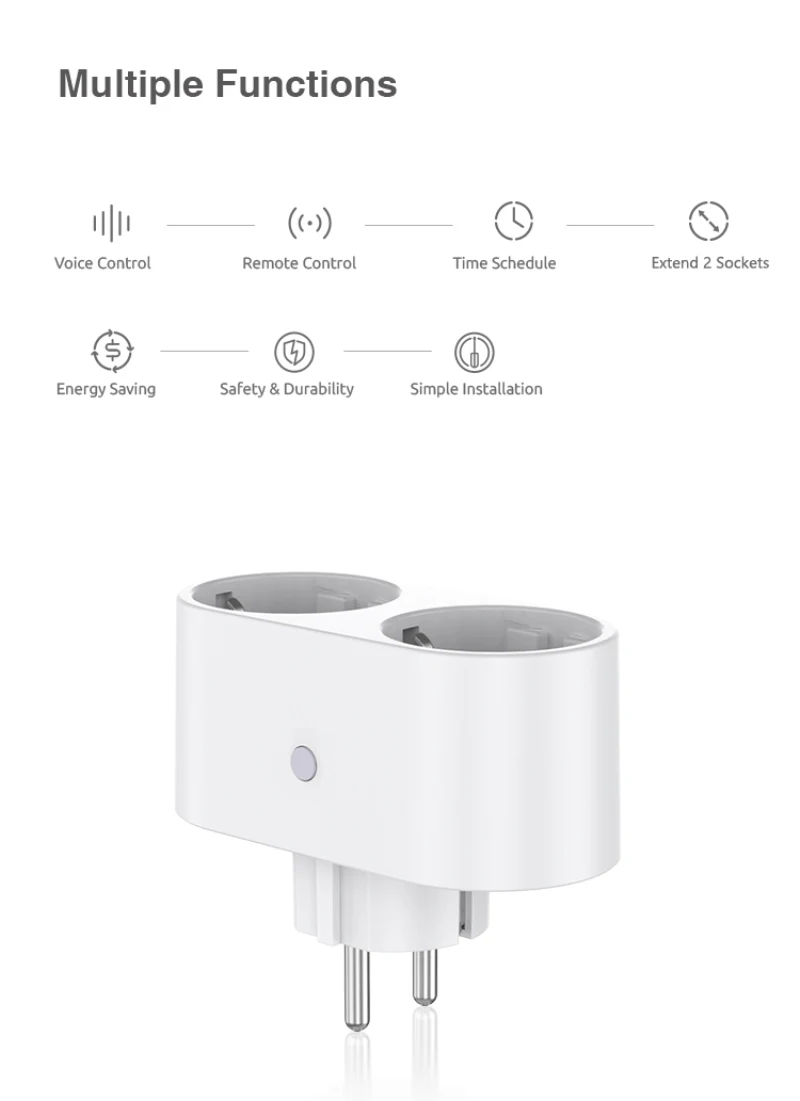 Gosund 16A WiFi смарт-двойной вилкой 2 в 1 inteligente EU/US/UK голос Управление работать с Alexa Google