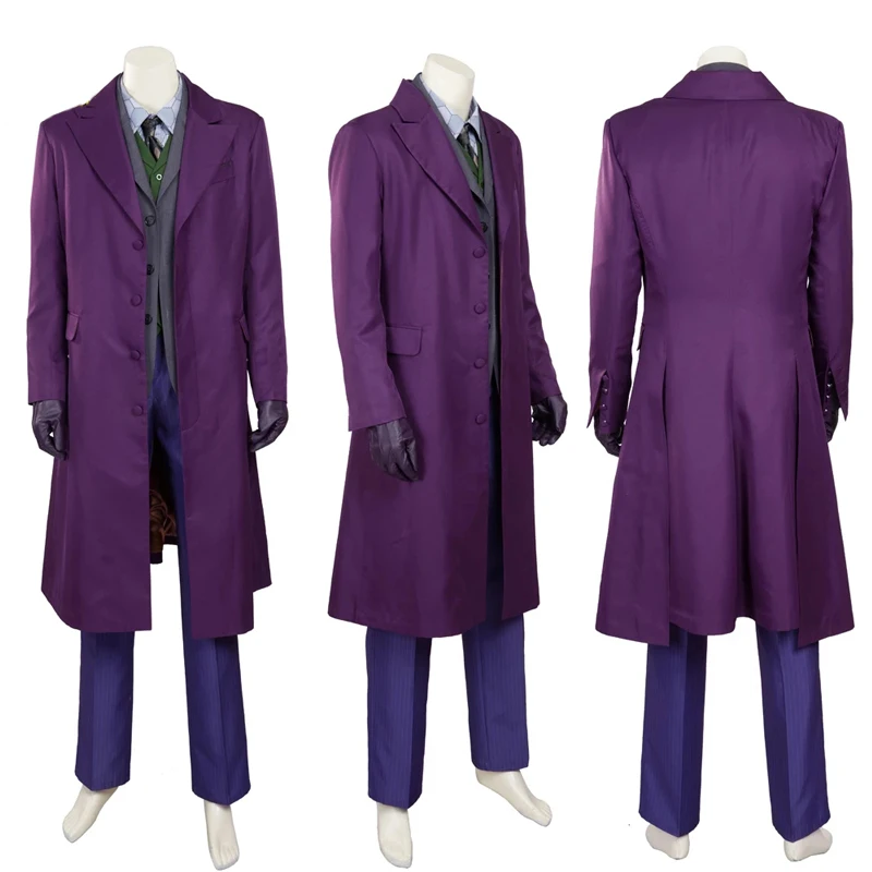 Dark Knight Джокер зеленое пальто жилет рубашка наряды костюм перчатки униформа для