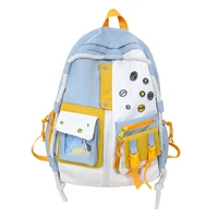 2021 new patchwork panelled backpack brand high quality school bag for teenage girls fashion fresh leisure or travel bags