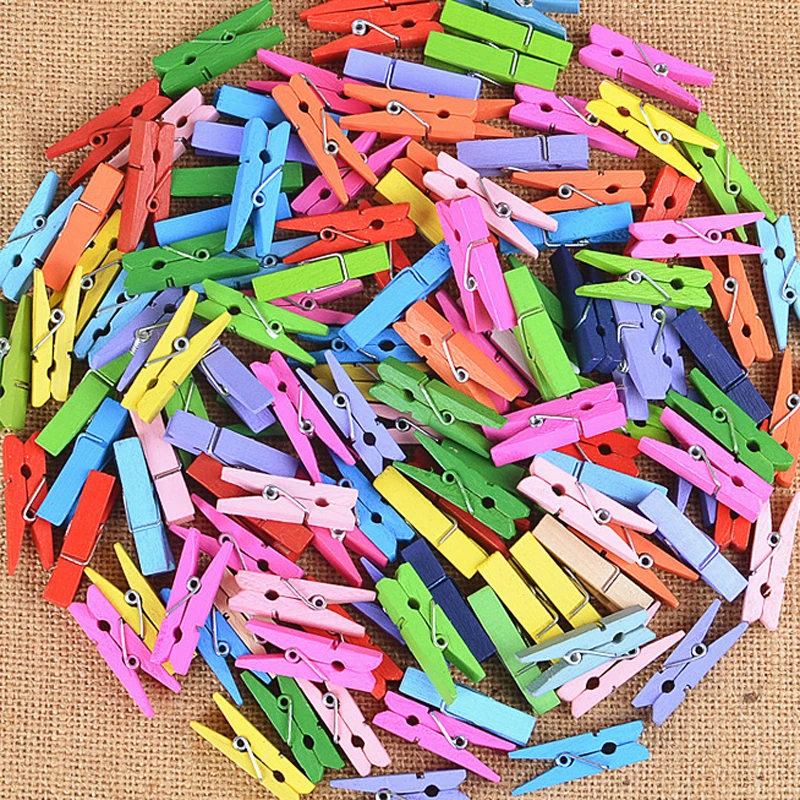 

50pcs Colorful Mini Wood Clips For Photo Clips Clothespin Craft Creative Decoration Clips Wooden Pegs 2.5cm