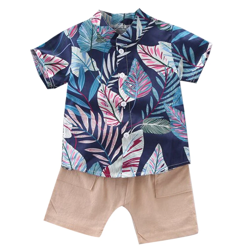 2021 new children's clothing birthday Summer Boys' printed boys' cotton long sleeve 2-piece shirt + pants 01234 years old |