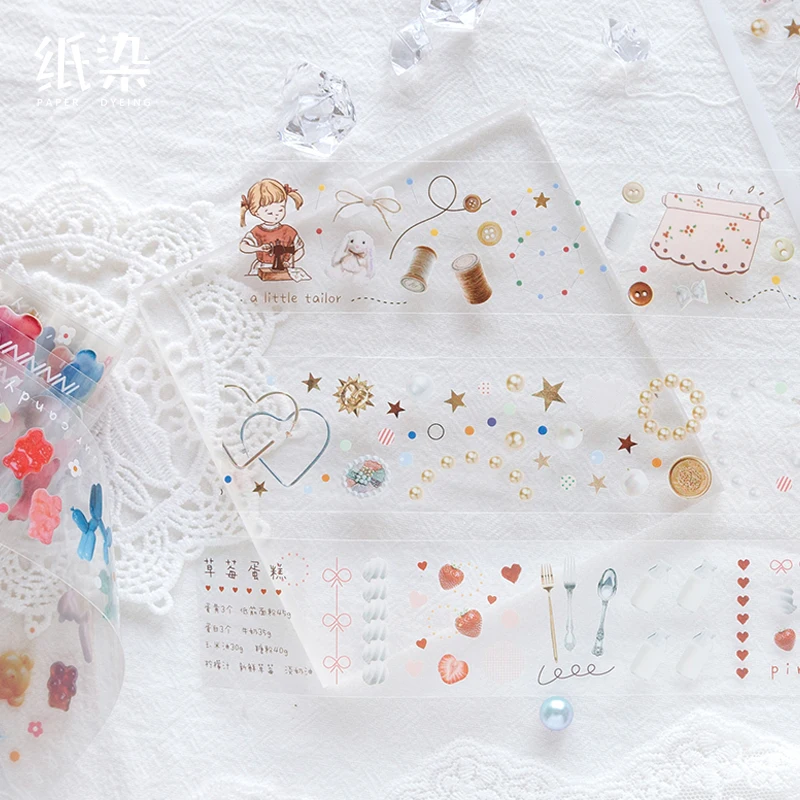 Милая серия junkdiary Washi лента прозрачная ПЭТ Золотая Клейкая Лента Сделай Сам