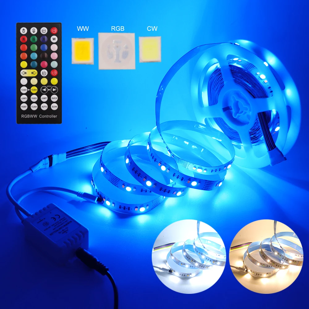 Светодиодная лента 12 в пост. Тока RGBCCT(RGB + WW CW) SMD 5050 2835 5 м 450 светодиодов