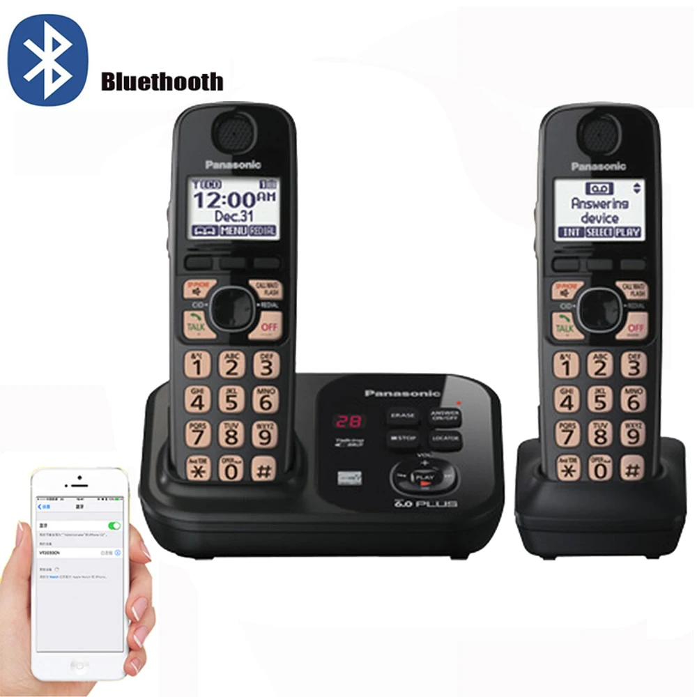 new digital cordless phone with bluethooth answer machine handfree voice mail backlit lcd wireless telephone for office home free global shipping