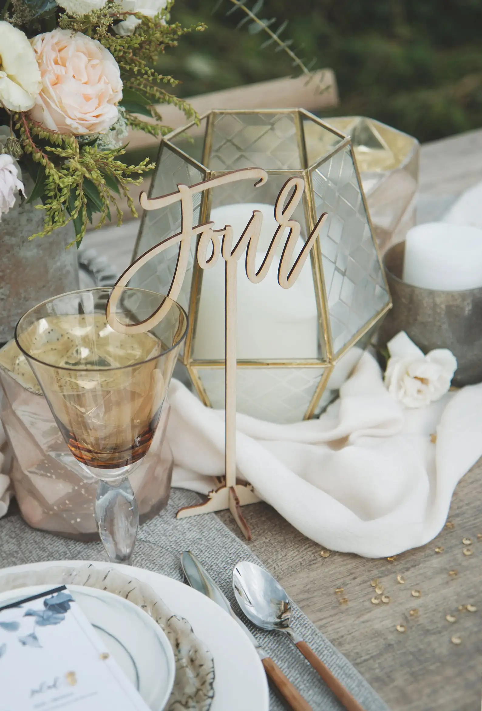 Свадебные украшения деревянные настольные номера осенний Свадебный декор