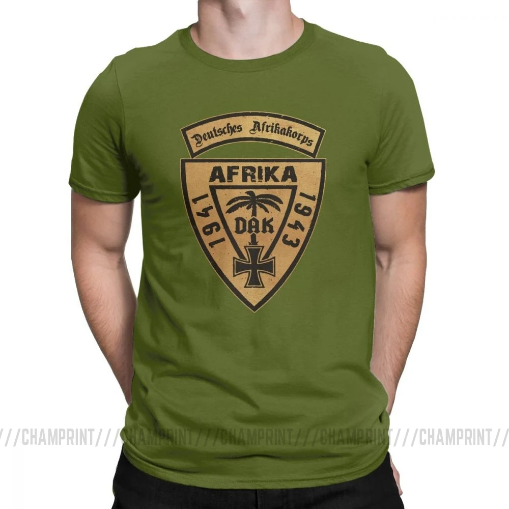 Мужская футболка для отдыха с круглым вырезом, хлопковая Футболка DAK Deutsches Africa 1941-43, футболки с графическим принтом - Цвет: Армейский зеленый