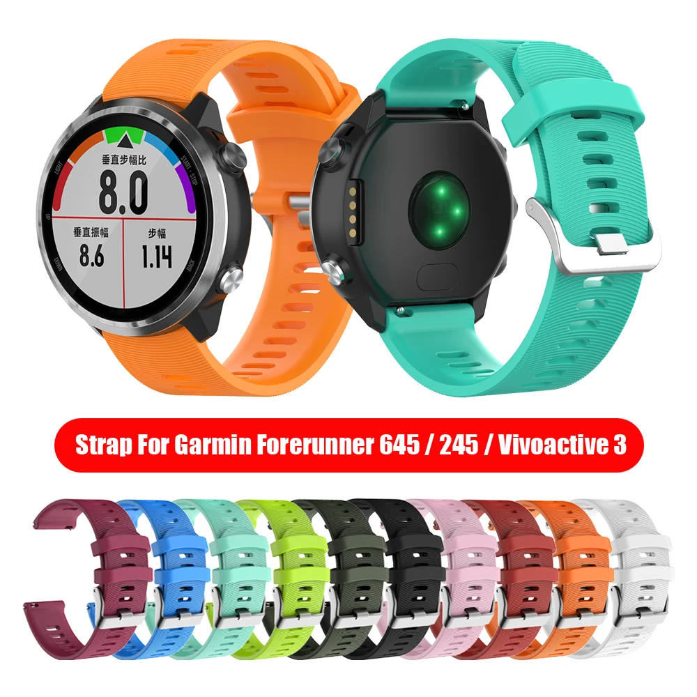 20 мм спортивный силиконовый ремешок для Garmin Forerunner 245 245 м 645 Vivoactive 3 Смарт-часы цветной браслет LEZ