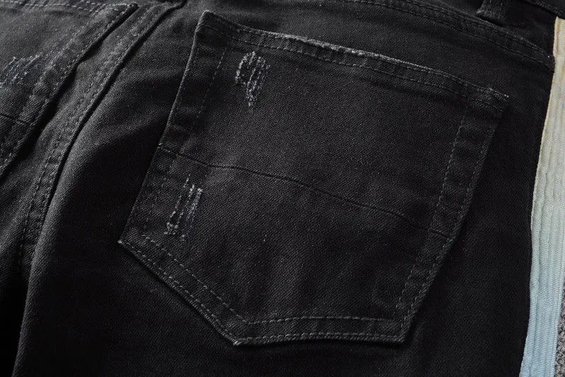 Джинсы мужские Плиссированные в полоску Узкие рваные брюки скинни из денима