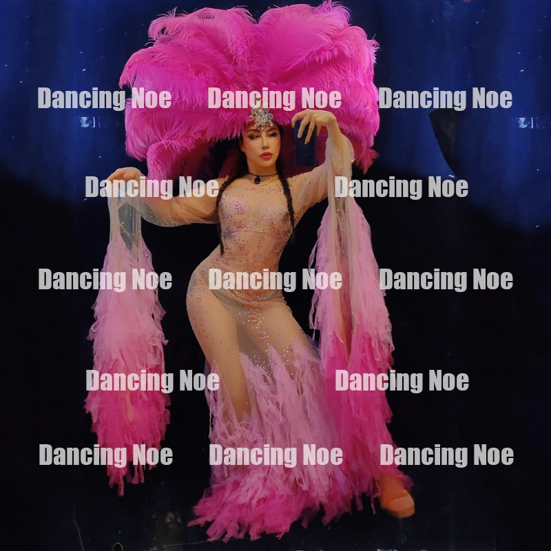 New Haute Couture Ostrich Hair Headdress Elegant Big Feather Headwear Nightclub Festival Party Precious Accessories DWY5256