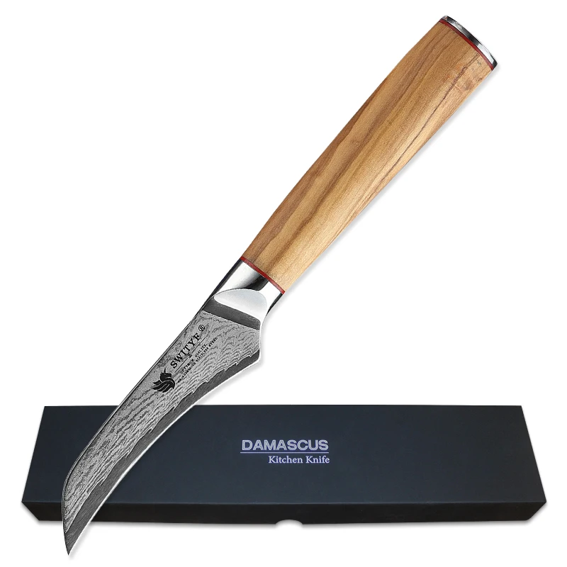 

Damascus 3.5 inch Fruit Knife Home Kitchen Knife Japanese Damascus Pairing Knife with Olive wood handle