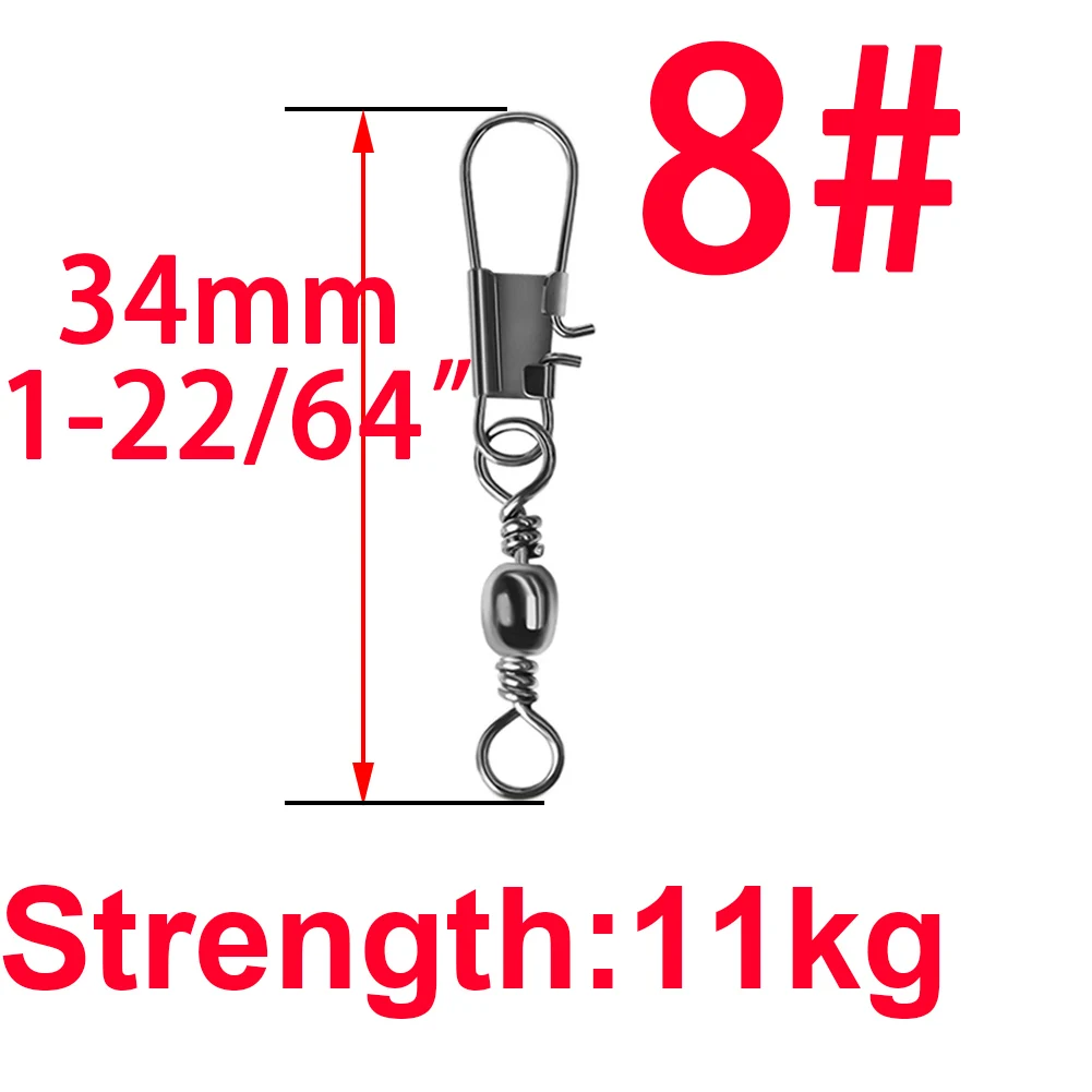 Number 8 100PCS 4#6#7#8#10#12# 14# High Carbon Steel Interlock Snap Ball Bearing Swivel Rolling Solid Rings Fishing Connector Boat Hooks - Цвет: Number 8