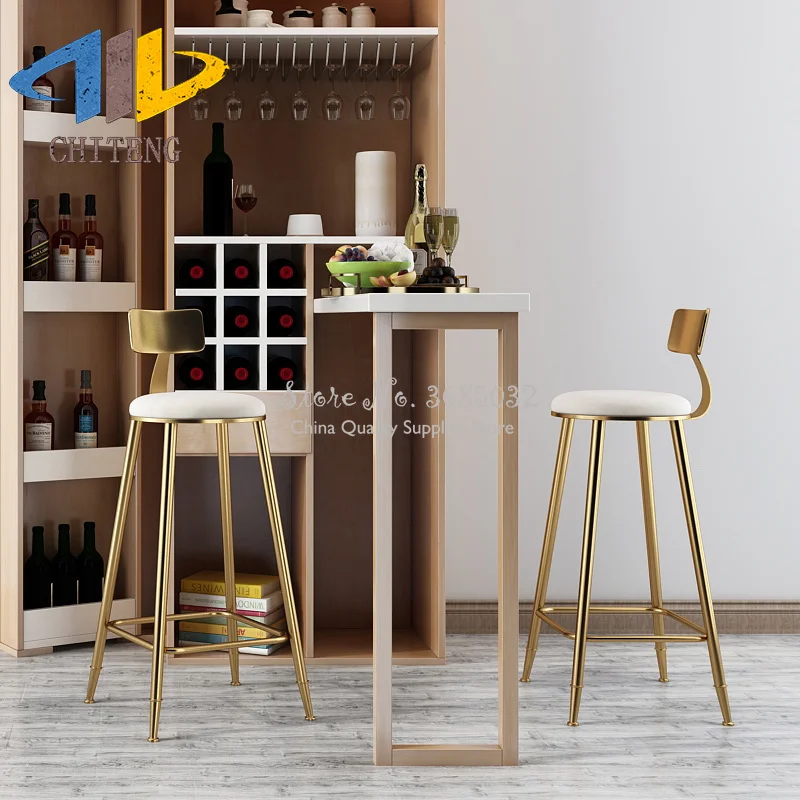 Скандинавский простой золотой барный стул десертный магазин Кафе Ресторан для