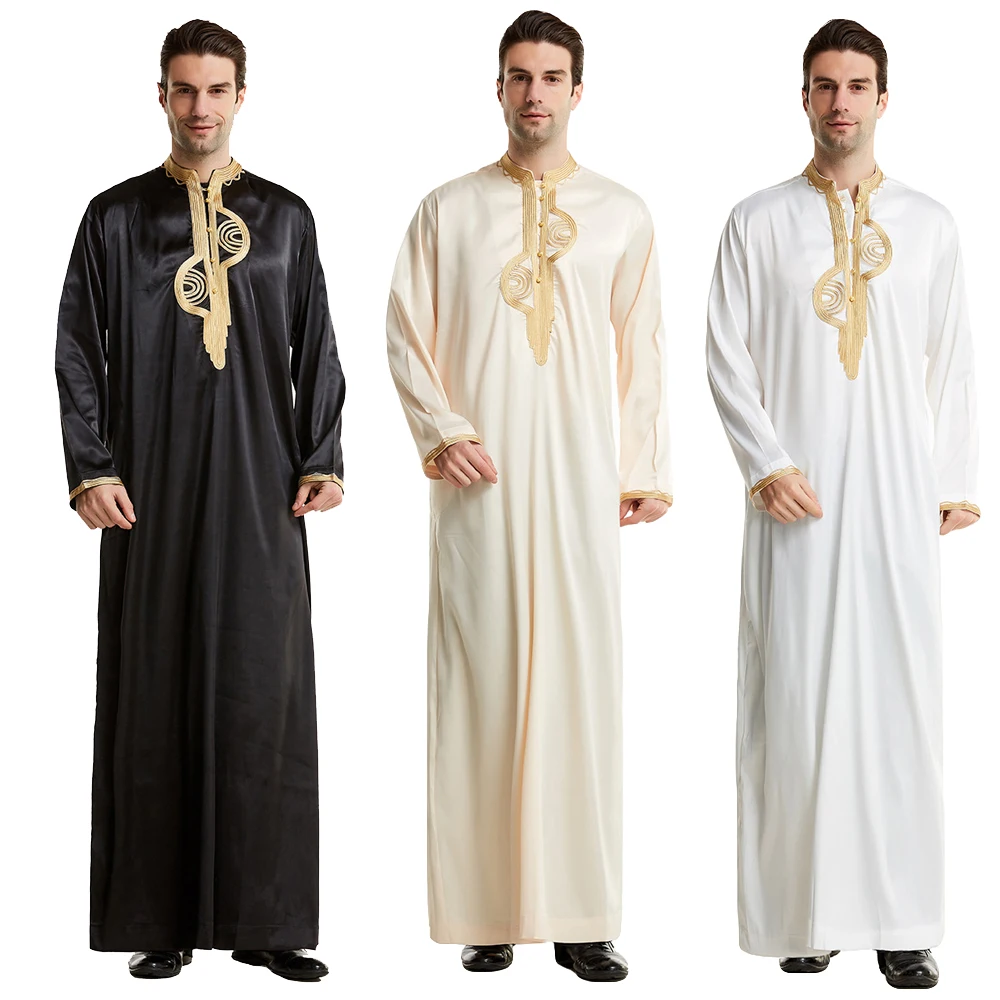 

Muslim Saudi Arab Mens Robe Long Sleeve Thobe Jubba Dishdasha Thawb Thoub Kaftan Islamic Clothing Caftan Dubai Middle East Dress