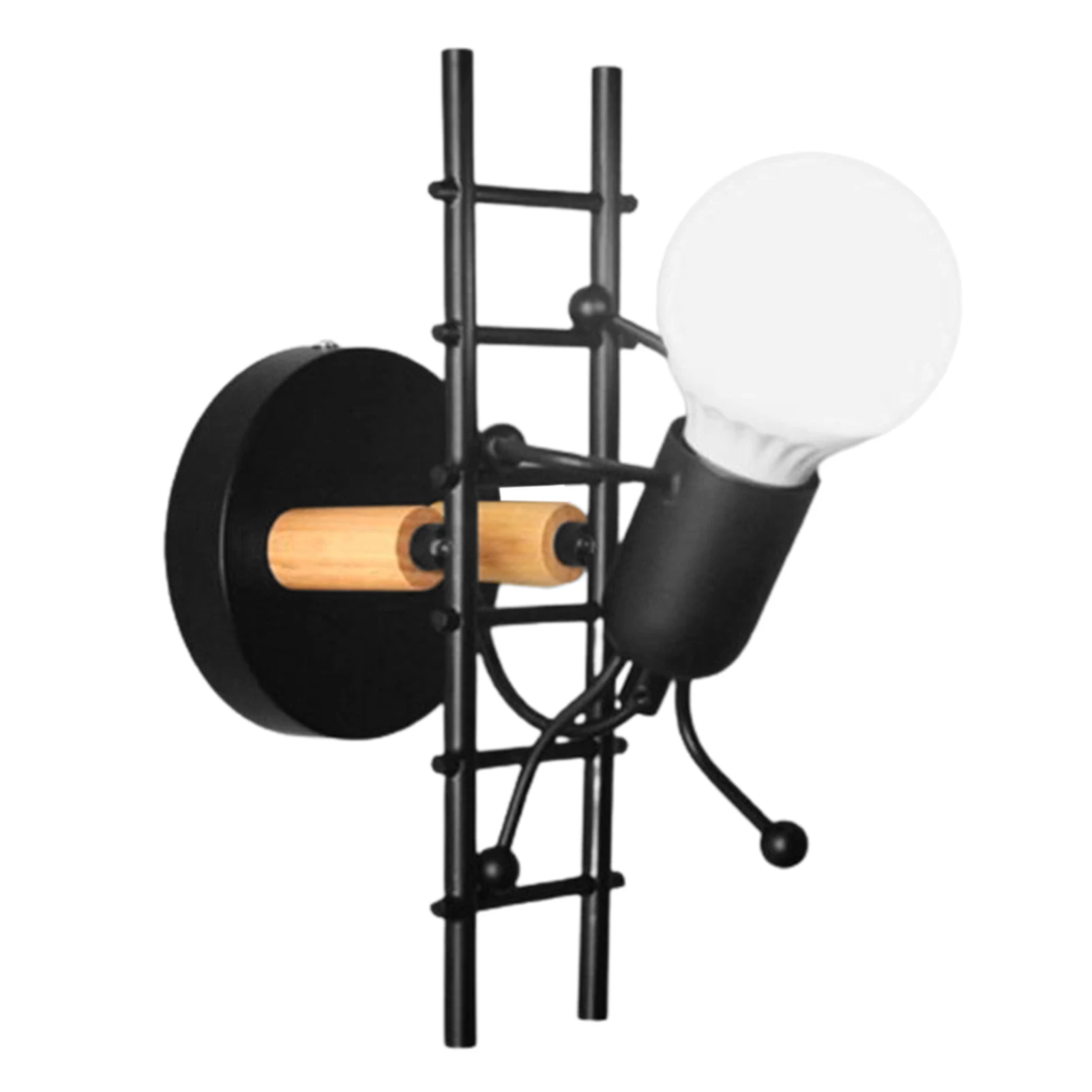 

Creative Night Light Iron Art The Little Man Climbed Stairs Wall Lamp E27 Bulb Nordic Wall Light Corridor Bedside Night Lamp