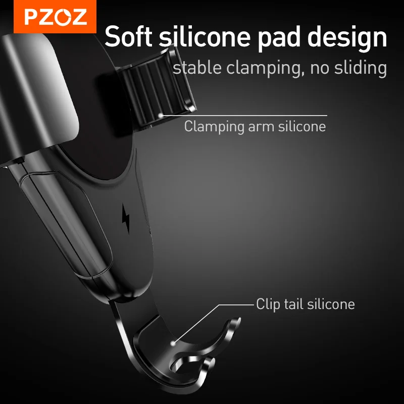 pzoz mobile phone car bracket wireless charger for iphone xs 12 pro max samsung huawei air vent mount gps bracket phone holder free global shipping