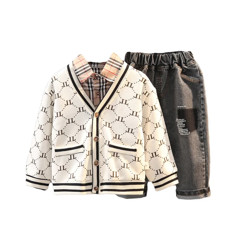 Sudadera beb&eacute; 2021 primavera y oto&ntilde;o secci&oacute;n delgada de los ni&ntilde;os de tres piezas conjunto de 1-2-3 a&ntilde;os ni&ntilde;os coreanos desgaste de los ni&ntilde;os-4