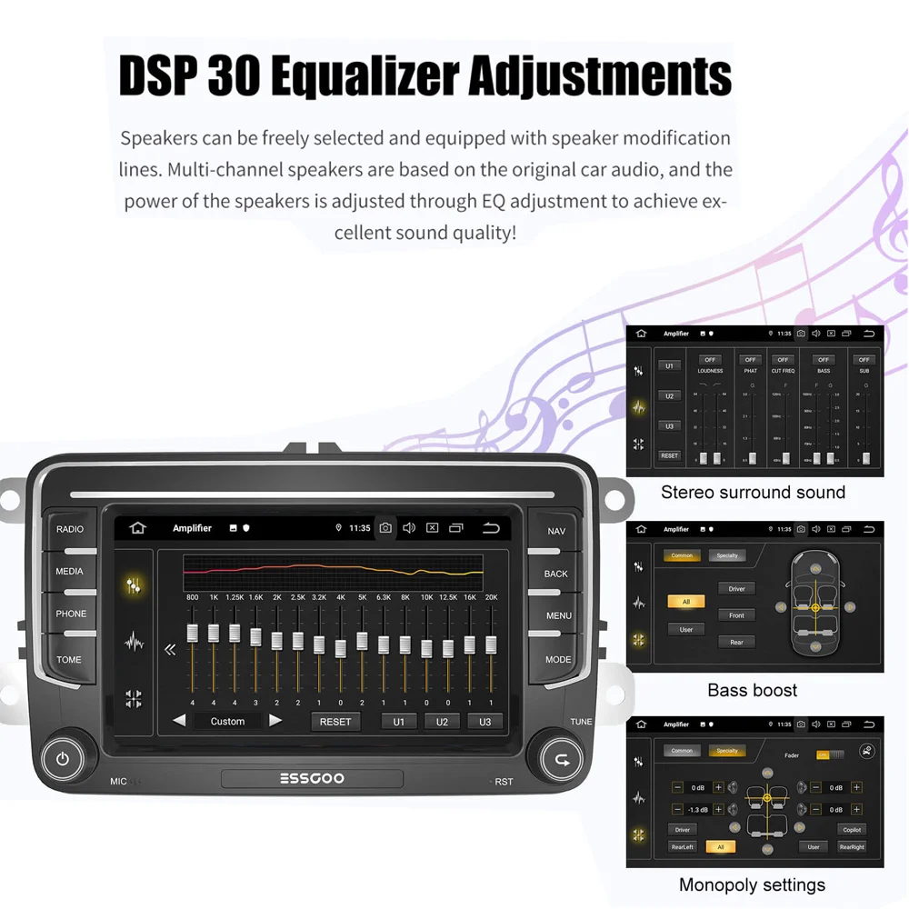 $143.55 ESSGOO Android 10.1 Car Radio 2 din CarPlay 7 Inch Autoradio Stereo Multimedia Player For Volkswagen VW Passat Touran GOLF POLO